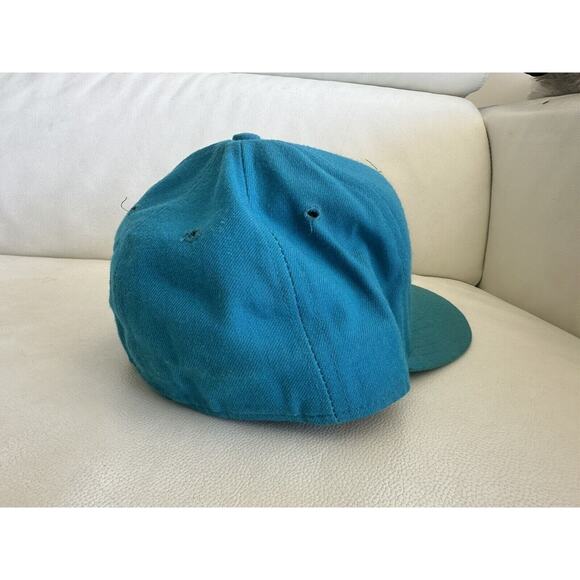 VTG 90s Charlotte Hornets Hat Cap New Era 7 1/4 59Fifty 5950 Fitted NBA Teal - Picture 3 of 16